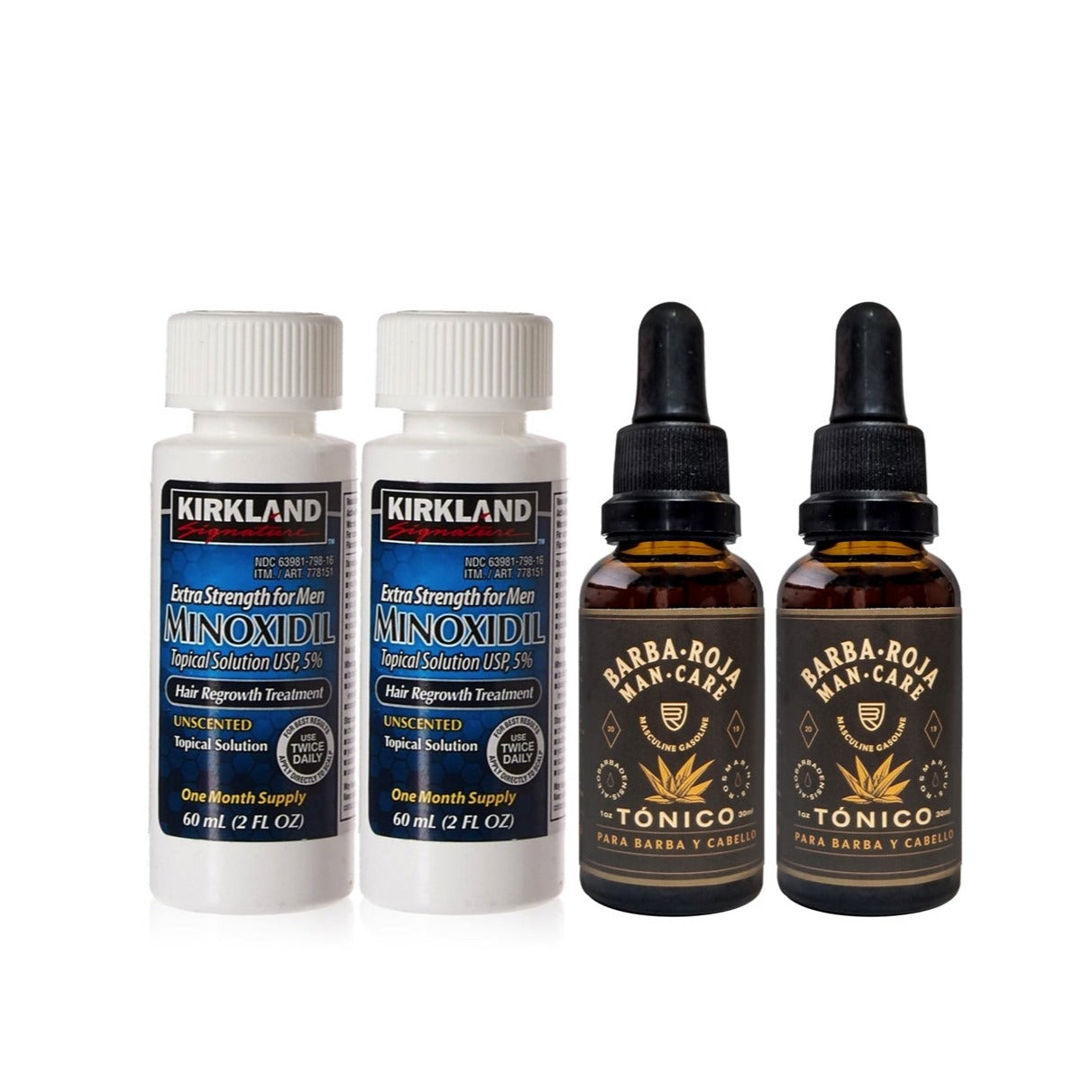 KIT: 👉 Minoxidil Kirkland 5% + Tónico Barba Roja