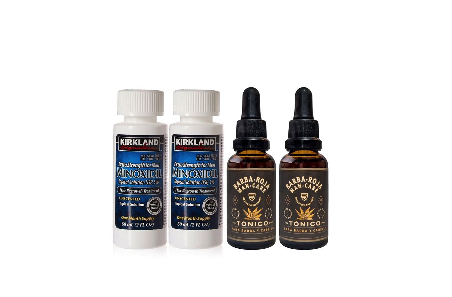 KIT 2 Minoxidil Kirkland 5% + 2 Tonico Barba larga